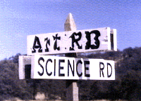 Sign, "Crossroads of Art and Science," Freshly painted in 1991